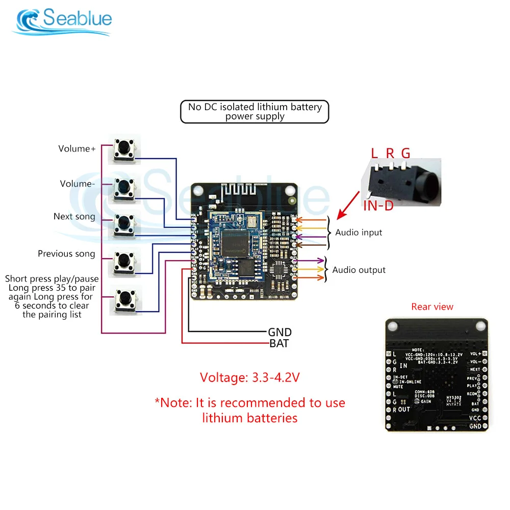 Imagem -04 - Bluetooth Módulo de Música Aptx Atpxhd Amplificador de Áudio de Programação Carro Adicionar Função Bluetooth Faça Você Mesmo Placa Eletrônica dc 5v 12v