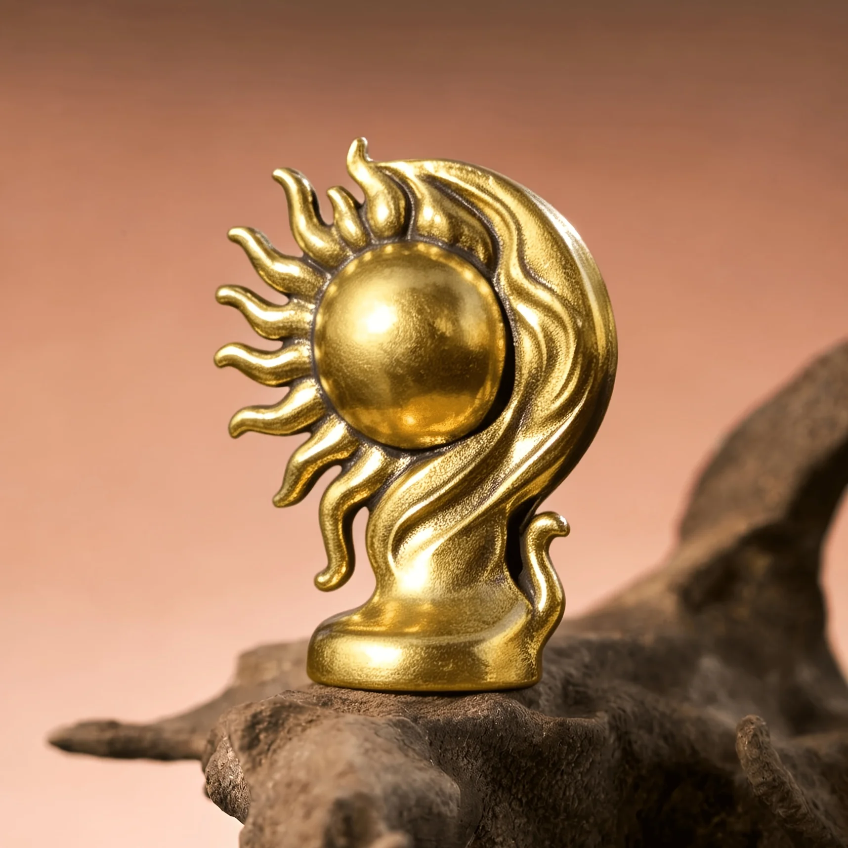 1/2 pieces hand-cast pure brass sun and moon mythological statue ornaments, desktop shelves for home furnishings