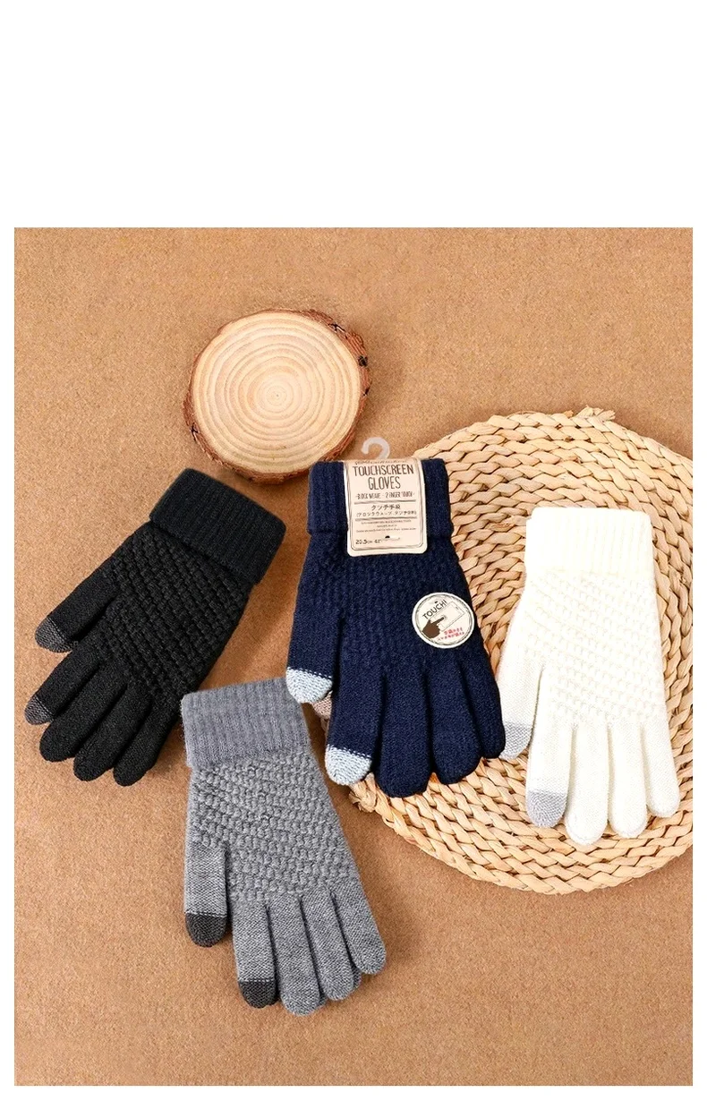 Gloves Gloves Cashmere Knitted fashion Warm Thick Touch Screen Autumn Skiing Outdoor Winter Cycling Winter Womens