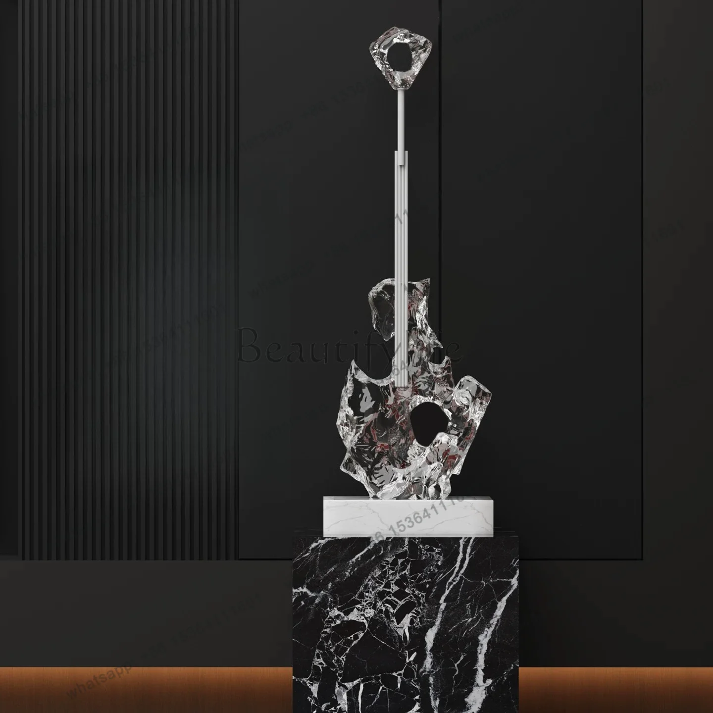 hot light luxury transparent resin sculpture entrance niche high-end staircase floor decoration ornament