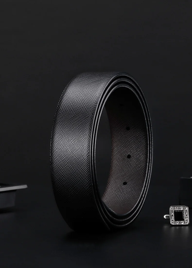 ブラウンレザーベルト-バックルなし-トップレイヤー牛革-メンズピュアベルトボディ-ボタンヘッドなし-パンツウエストベルトストリップ-コーヒーカラー