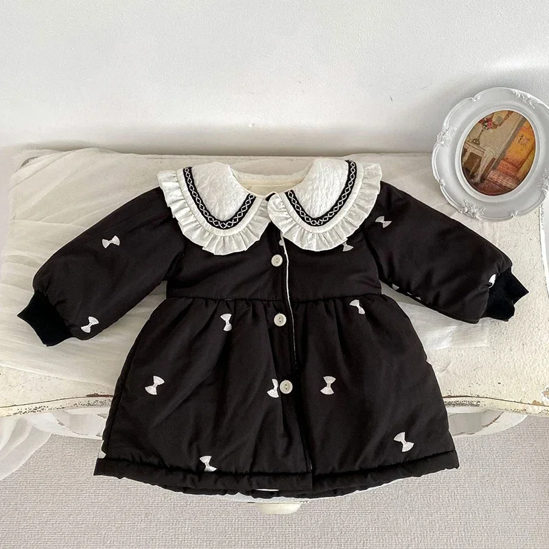 2024 New Winter Toddler Baby Girl Jacket Newborn Baby Girls Thick Coat Long Sleeved Embroidery Children Thick Warm Clothes