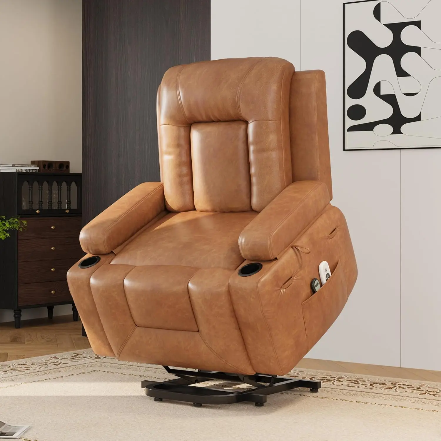 Power Lift Recliner Chair - Heat and Massage, PU Leather Electric Lift Recliner for Elderly & Mobility Impaired,, Custom