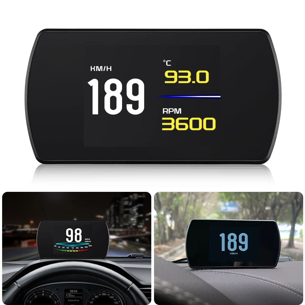 P12 OBD+GPS Dual System HUD Auto On-board Computer OBD2 Head Up Display Digital Security Alarm Water Temp Fuel Consumption RPM