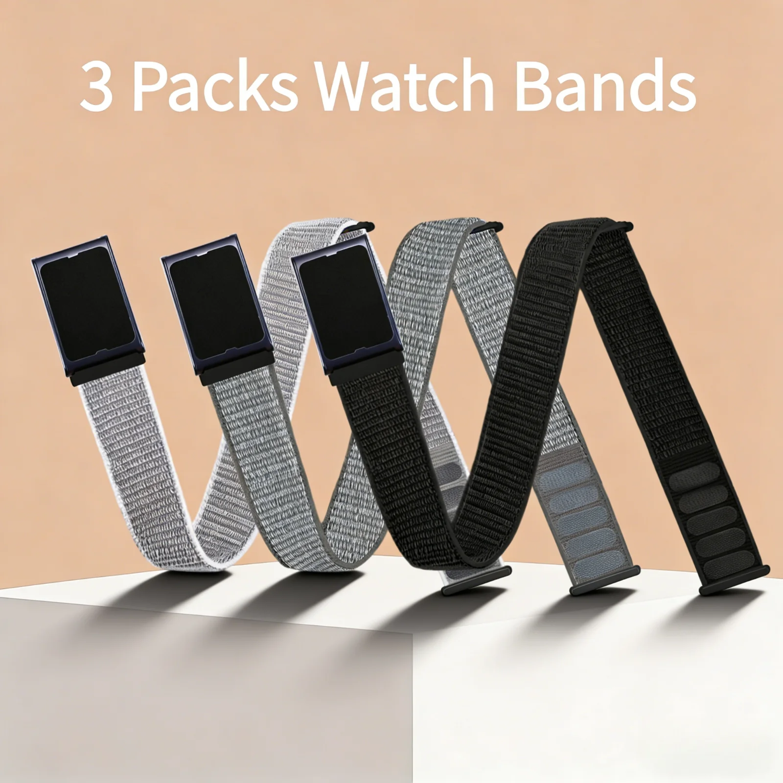 3Pack Elastic Braided Nylon Ankle Strap,For Amazfit Helio/Garmin Venu 3/2/Vivoactive 4/Forerunner 265/255 22mm Sports Bicep Band