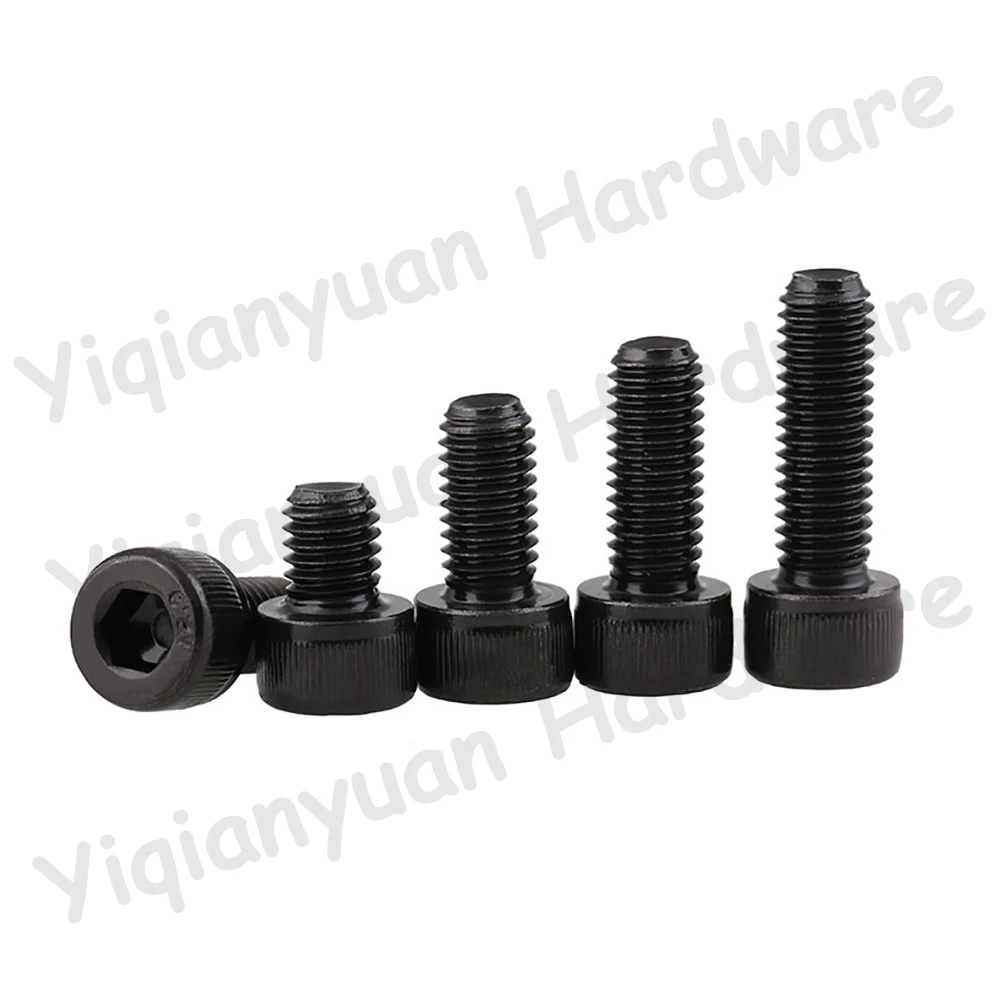 Yiqianyuan M4xP0.7 DIN912 Grade 12.9 Alloy Steel Hex Socket Knurled Cap Head Screws Allen Key Bolts Full&Partial Threaded