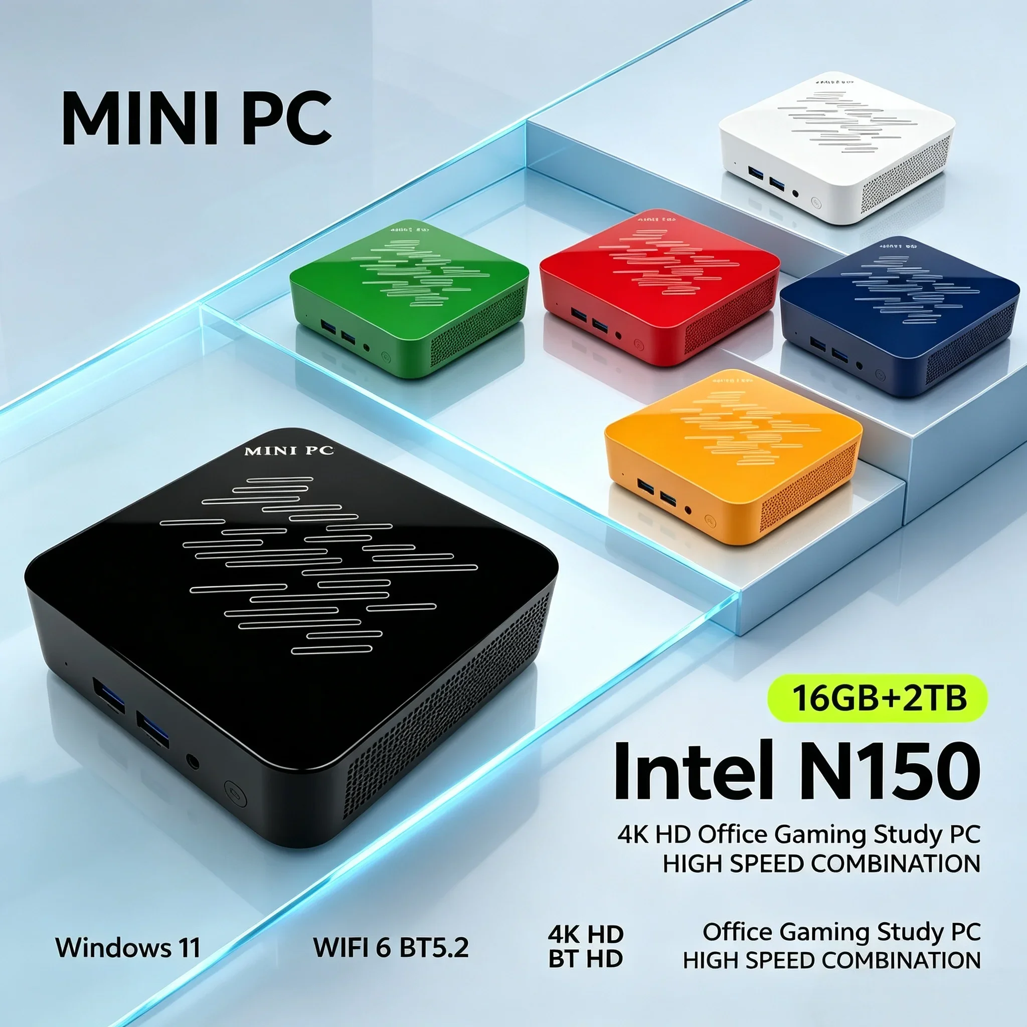 New Mini PC Intel N150 Chip 16GB RAM 1TB 2TB Optional SSD Windows 11 WiFi6 BT5.2 Desktop Mini Host For Daily Work Family Use