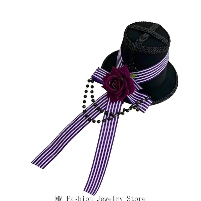 Gothic Halloween Dark Small Top Hat Hairpin Secure Barrette For Weddings Balls And Festival Celebrations D0UB