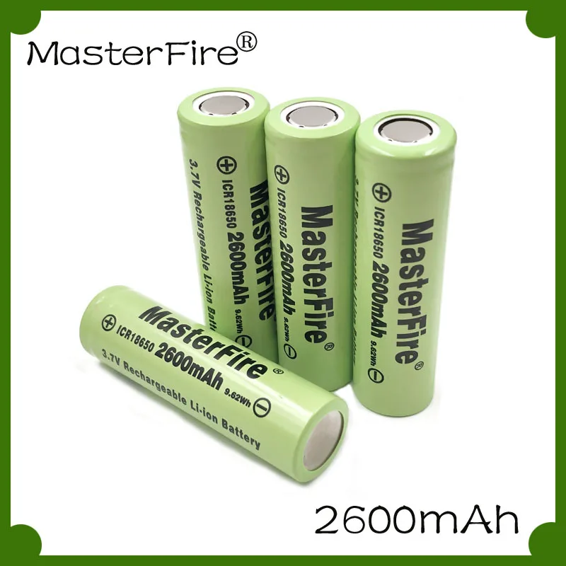 

MasterFire 2600mah 3.7V 18650 ICR18650-26F 9.62Wh Rechargeable Lithium Battery Cell For LED Flashlights Headlamps Batteries