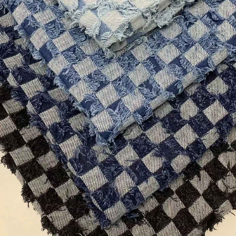 

Промытая джинсовая ткань, мягкий носимый швейный материал для платьев, сумок, брюк, шапок, квадратная сетка, джинсовая текстильная ткань