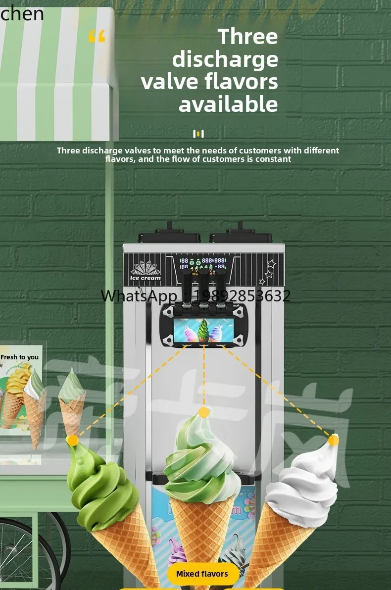 ZZ ijskraam commerciële no-cleaning ijsmachine automatische driekleurige ijsmachine kegel