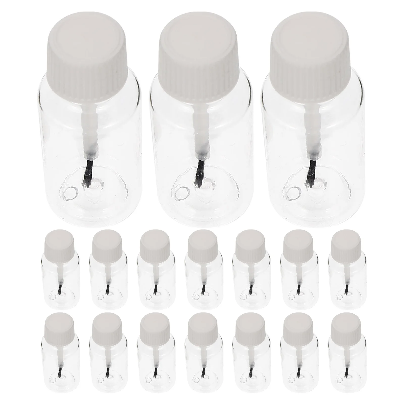 

20 шт. пустые бутылки с маслом для кутикулы, 20 мл, прозрачные пластиковые многоразовые контейнеры для дизайна ногтей с крышкой-кистью для путешествий, портативный гель для хранения