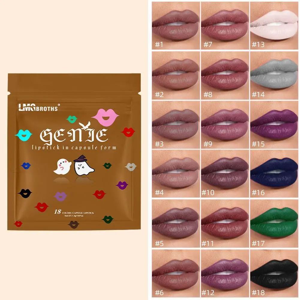1set Capsule Mini Lipstick Set Matte Velvet Macaron Color Lipstick Easy Long Cosmetics Lip Capsule Lipstick Waterproof Last E7F9