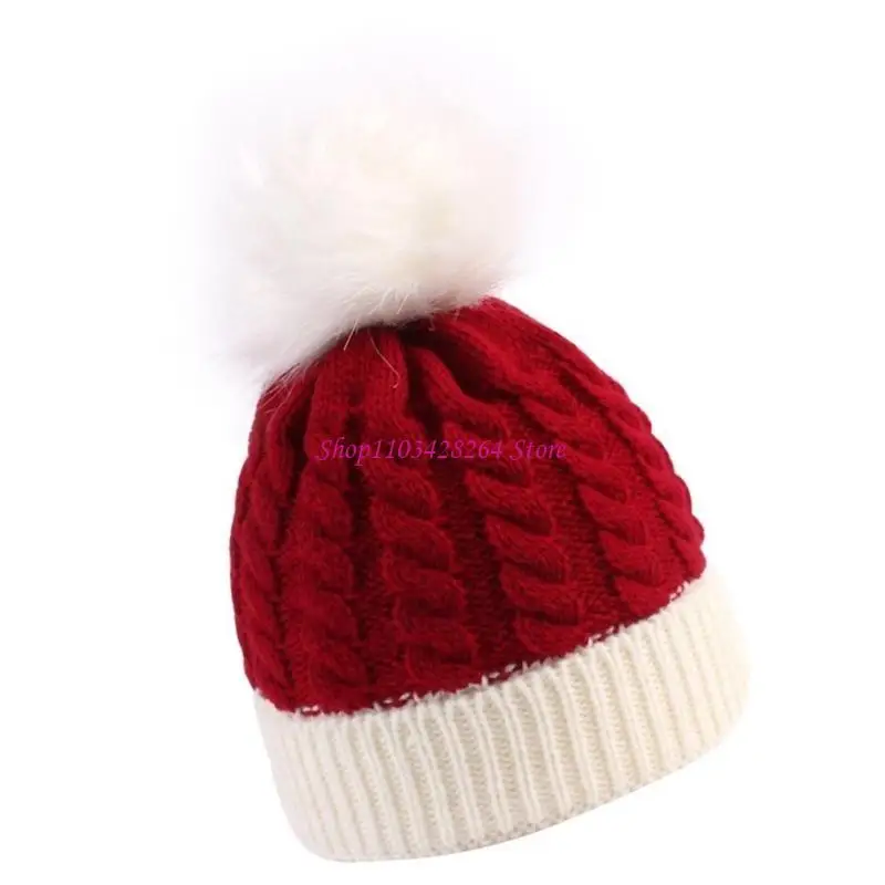 

Unisex Baby Knitted Hat Soft & Breathable Pom Bonnet Caps with Festival Color Designing for Family Gatherings