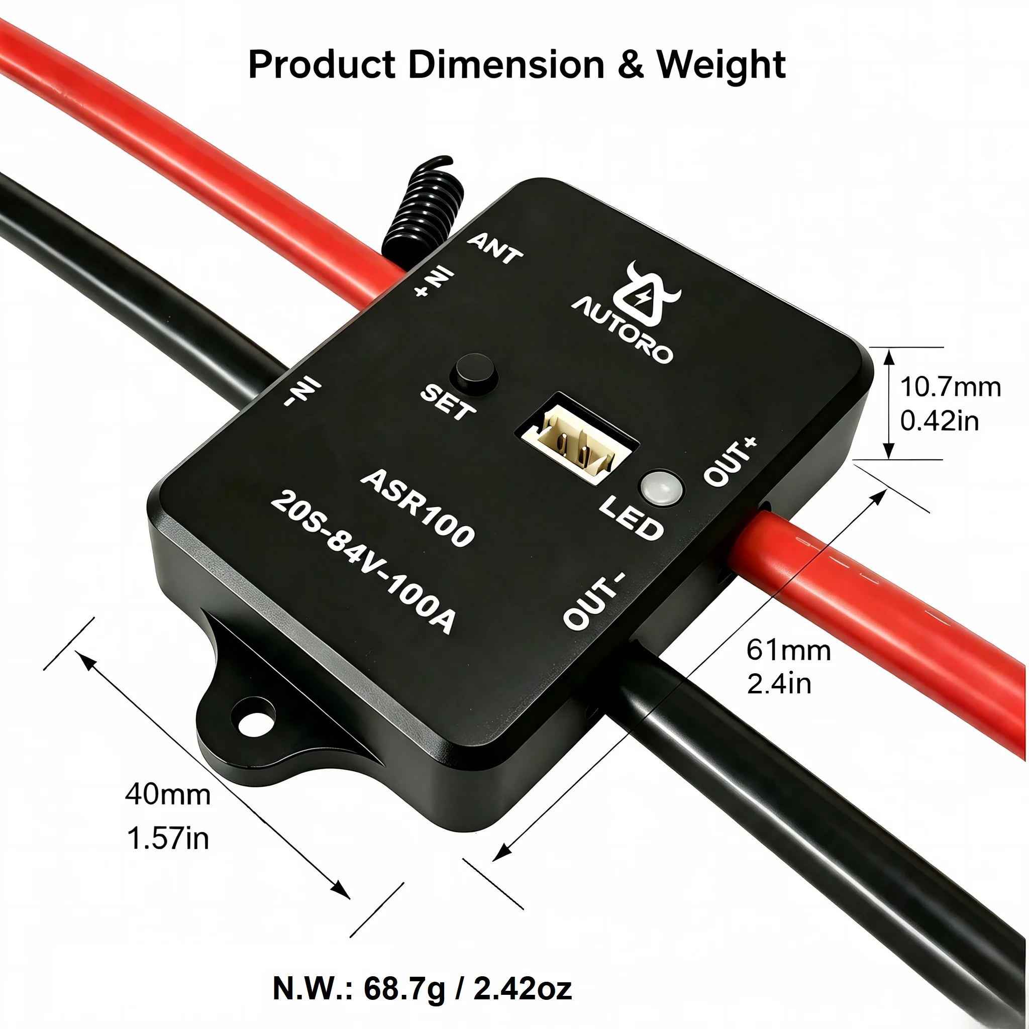 Autoro ASR100 Anti Spark Power Switch 100A 84V DC – XT90 Connector for ESC Electric Skateboard Scooter RC Car Boat E-Bike,etc