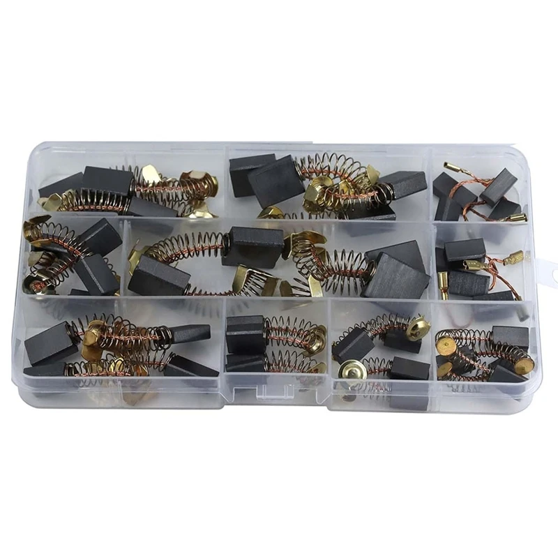 Electric Motor Carbon Brushes Set - 40 Pack Replacement Repair Kit With 10 Sizes, Suitable For Repair Power Tools Part