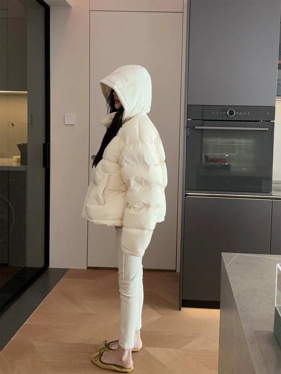 

Warmth Women's ort Loose down Jaet Matou White Du Feather Hooded Coat Sli Straight Cut Winter Outerwear