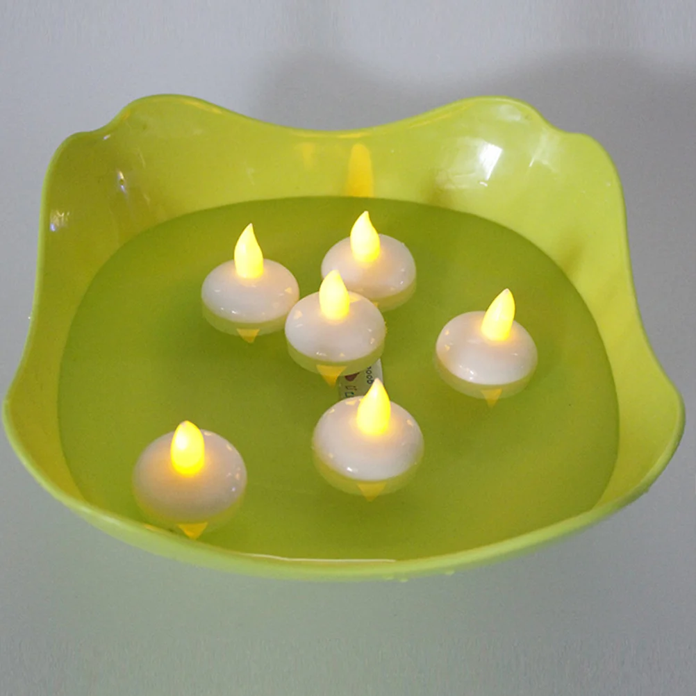 12Pcs Waterproof Decorative Small LED Floating Candles for Wedding Party SPA Bath (Warm White Light)