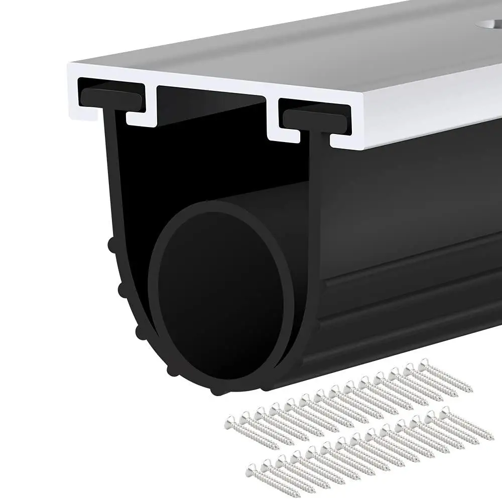 Universal Garage Door Bottom Seal Kit with Aluminum Track Retainer Base Heavy Duty Rubber O Ring Design Weatherproof Seal Strip