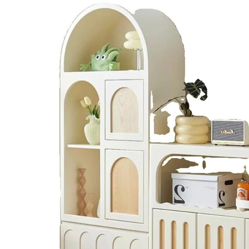 Solid wood semi-circular bookcase Arched bookshelf Display cabinet Decorative cabinet