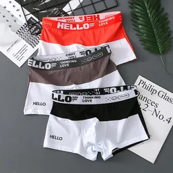 New Color Blocked Men's Cotton Underwear Teenagers' Flat Angle Mid Waist Four Corner Shorts Home Pants Wholesale