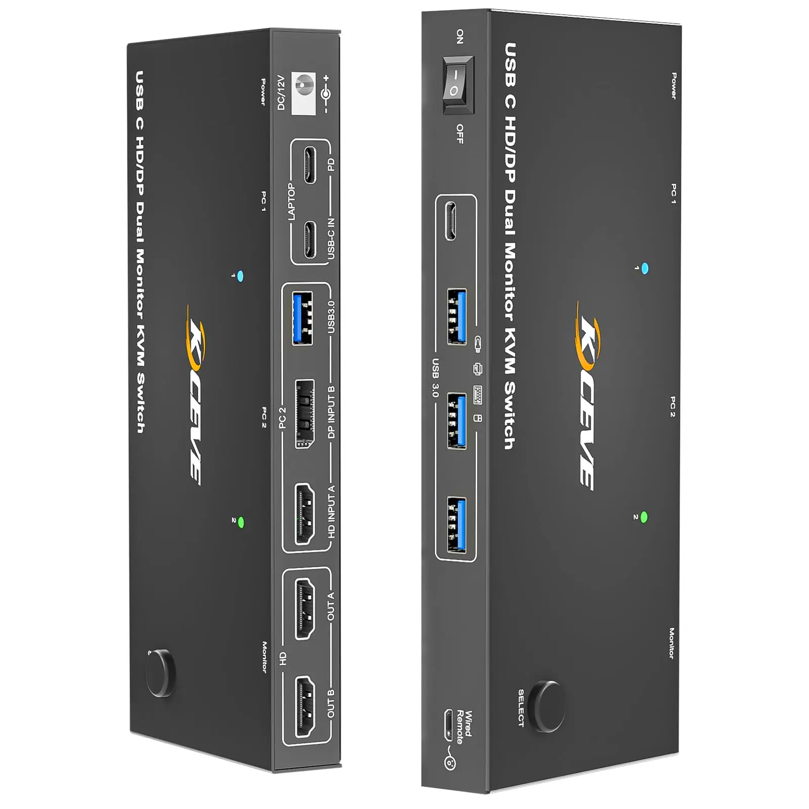 HDMI DP KVM Switcher 2 Computers 2 Monitors 4K@60Hz,USB C Dual Monitors for 1 Desktop+1 Laptop 4 USB3.0 Devices,Support PD 100W