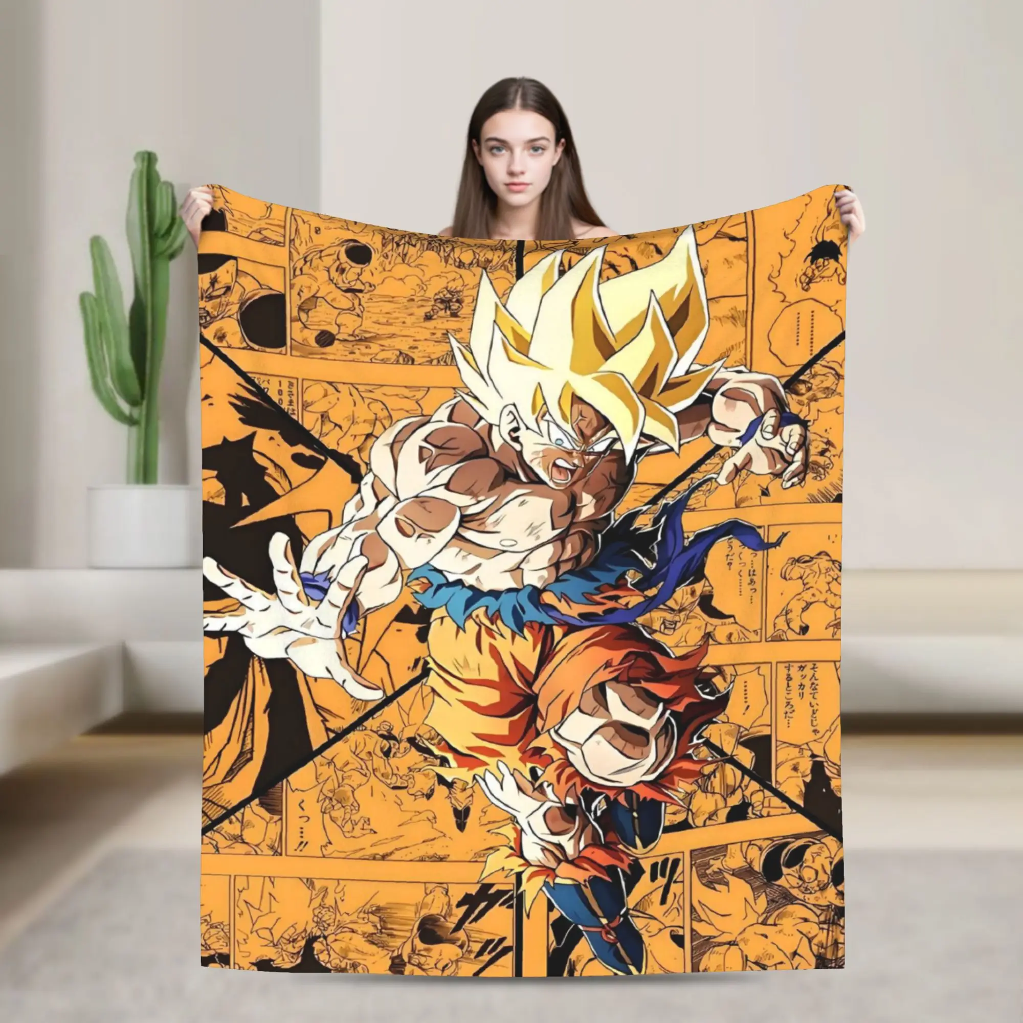 D-Dragon B-Ball Z Gokus Anime Blanket Soft Fleece Autumn Warm Flannel Cute Cartoon Throw Blankets for Sofa Car Bedding Quilt