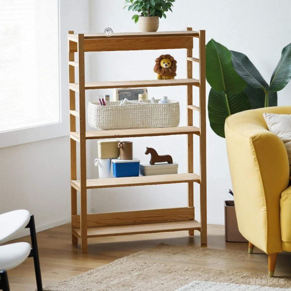 Living Rack Solid Wood Bookshelf Shelf Bogu Shelf Duobao Pavilion Simple Modern Ash Wood Living Room Floor Shelf