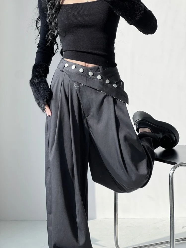 Advanced High Street Bla taille haute minceur pantalon ample drapé pantalon à jambes larges Sli trajet Sle pantalons longs