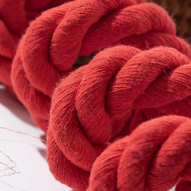 2/5/10Meter 5/8/12/20mm Red Twisted Cotton Cords for Bag Decoration Macrame Cord Knapsack Belt 3 Shares Braided Rope Sewing Yarn view 2