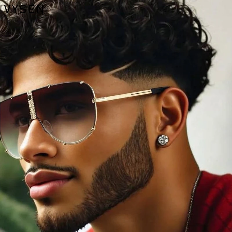 المتضخم الطيار درع النظارات الشمسية الرجال 2025 العلامة التجارية الفاخرة خمر المعادن البيضاوي Steampunk نظارات شمسية حملق في الهواء الطلق نظارات UV400