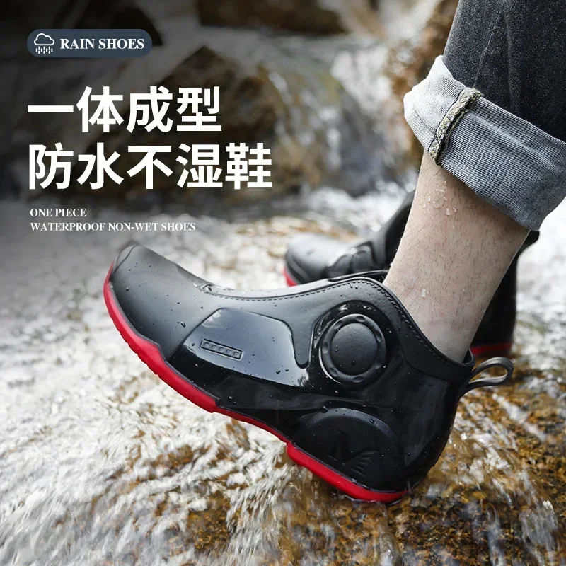 Men Outdoor Fishing Rain Boots 2024 Fashion Non-slip Waterproof Rain Boots Indoor Kitchen Work Rain Boots Car Wash Boots 레인부츠 남성