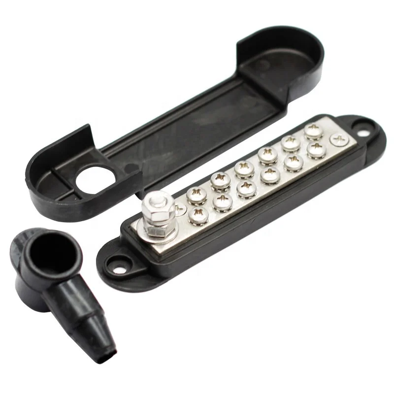 

12V 250A 12 Terminal Power and Ground Distribution Block bus bar with Ring Terminals