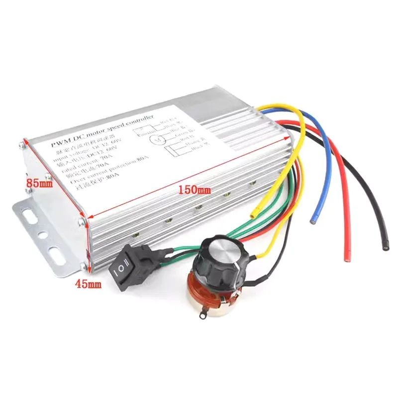 DC 12V-60V 70A 4000W DC Durable Motor PWM Speed Control Brush Controller Replacement For Electric Scooter Bicycle Portable