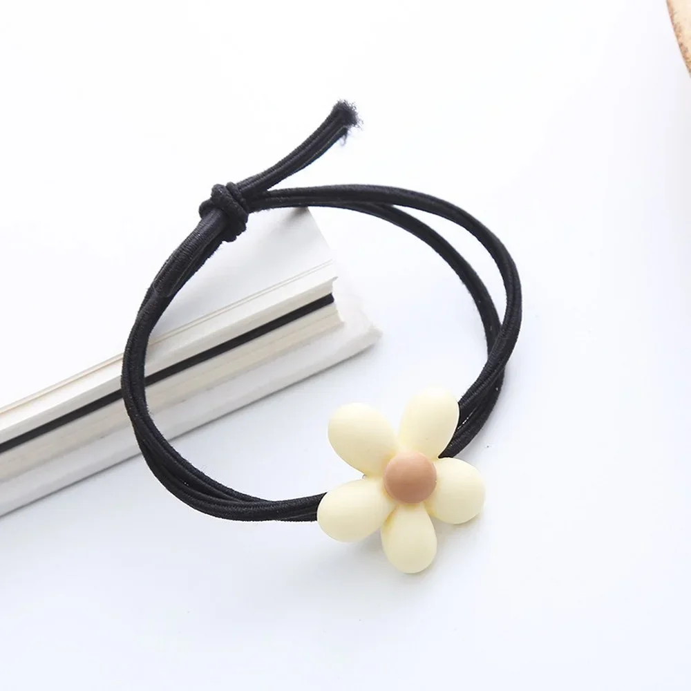 1PC Creative Coffee Color Flowers Bowknot Head Rope for Women Girls High Elastic Rubber Band Lovely Hair Accessories Circle