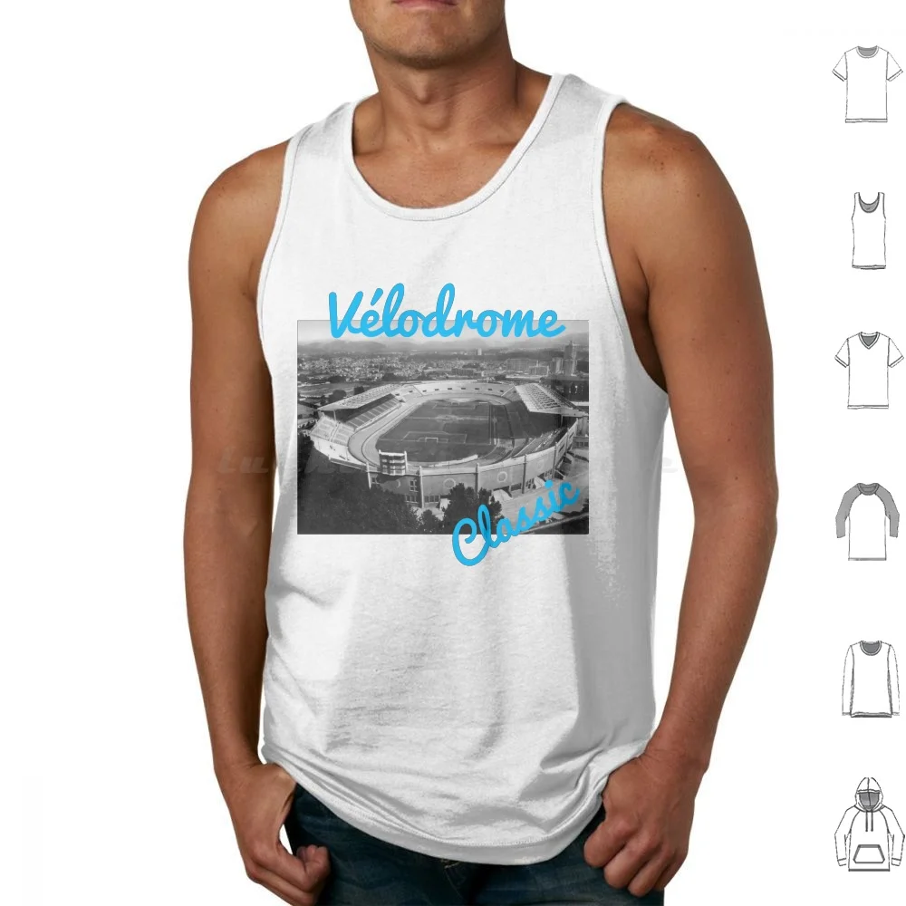 Classic Velodrome Stadium Tank Tops Vest Sleeveless Velodrome Stadium Velodrome Marseille Soccer League 1 Retro Football