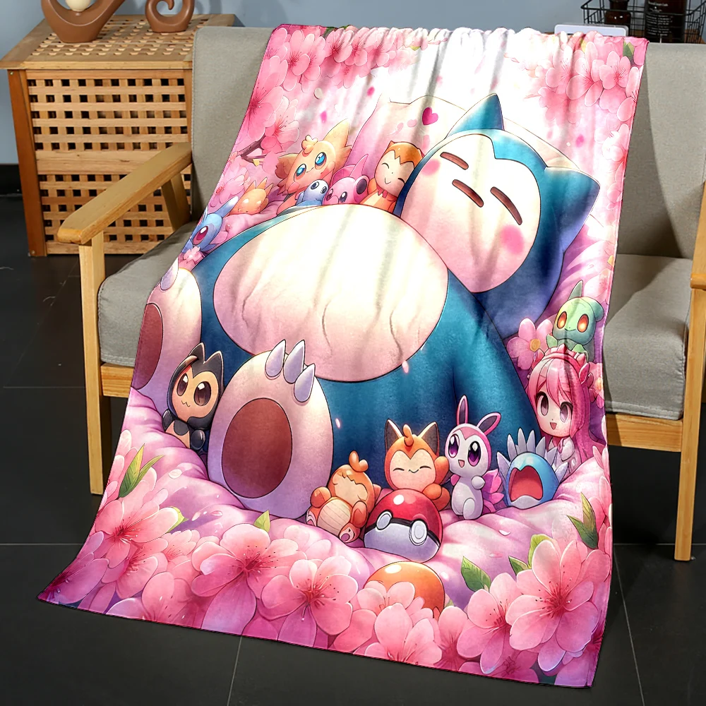 Pokemon Cute Snorlax Pink Printed Soft Fluffy Throw Blanket Air Condition Sleeping Cover Bedding Throws Bed Sheet for Kid Gift