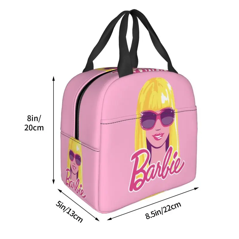 Pink Girl Barbie Lunch Bag Women Portable Cooler Thermal Insulated Lunch Box per la scuola multifunzione Food Bento Box