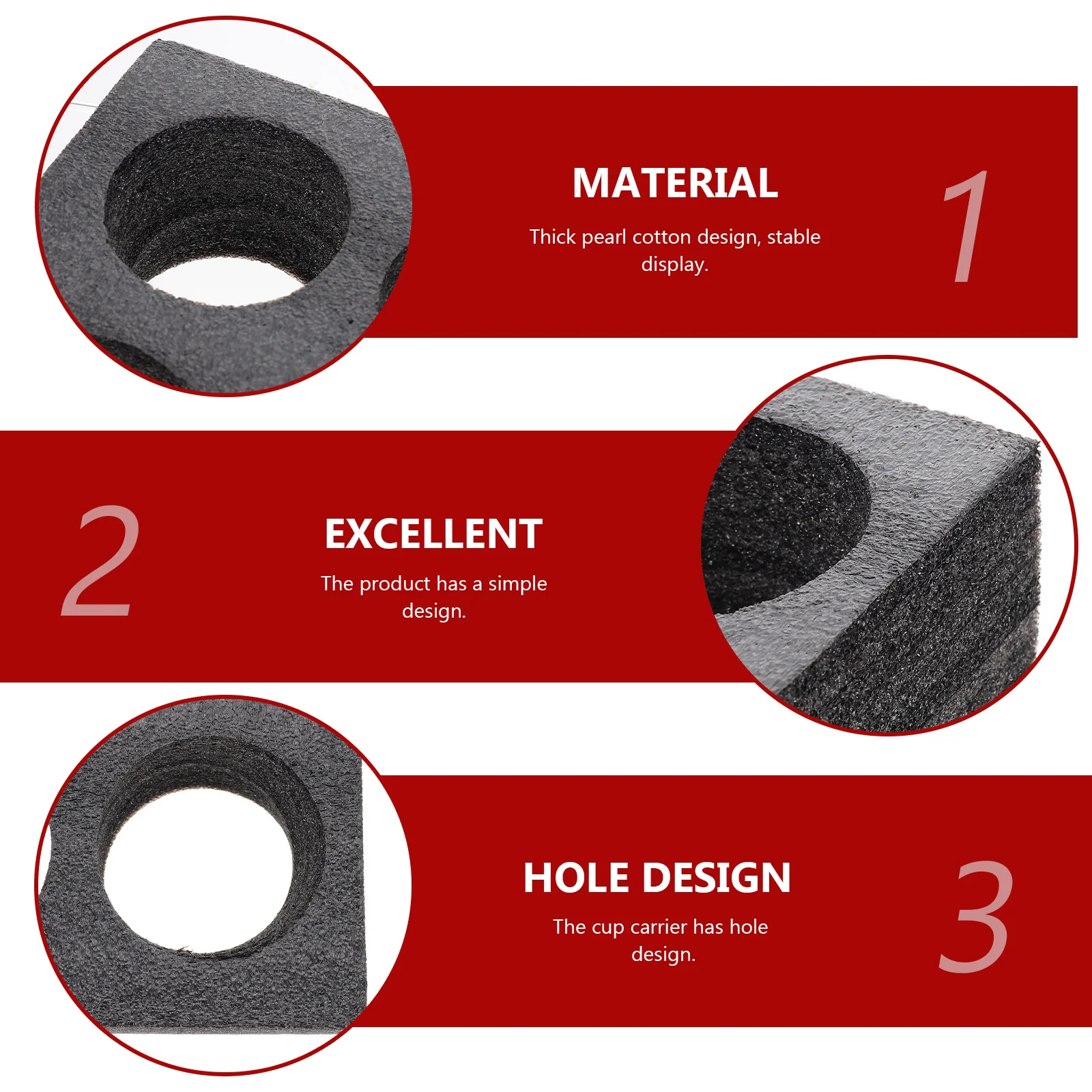

2pcs Black 8 Holes Beverage Fixed Cup Holder Tray Thickened Pearl Cotton Restaurant Coffee Shop Practical Design Hot Cold Drinks