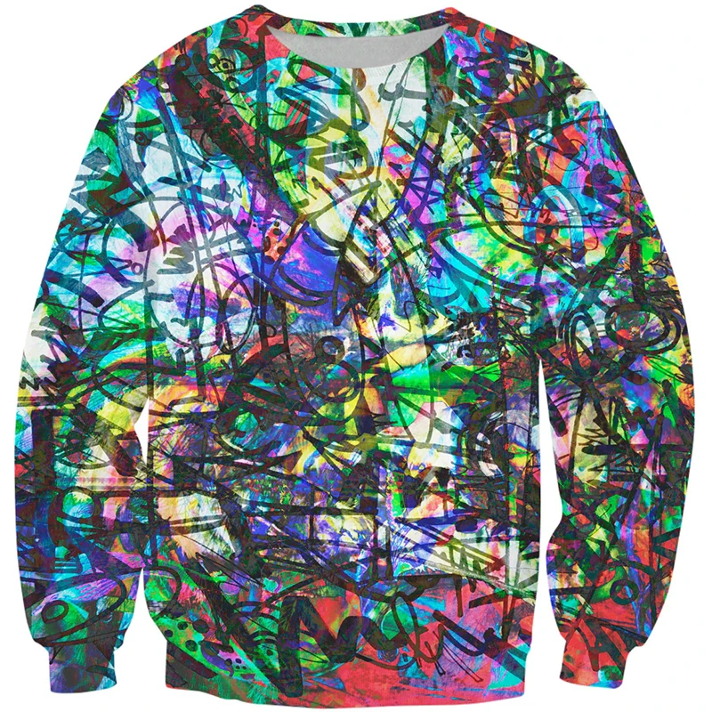 3D Mens Long Sleeve Hoodie 2024 Street Abstract Graphic Hoodie Harajuku Men Women O Neck Oversized Pullover Casual Male Clothing