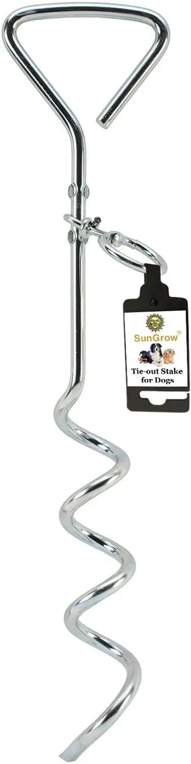 

Heavy Duty Dog Tie Out Stake, 360° Swivel Ring, Ground Anchor for Camping & Beach, Outdoor Tether