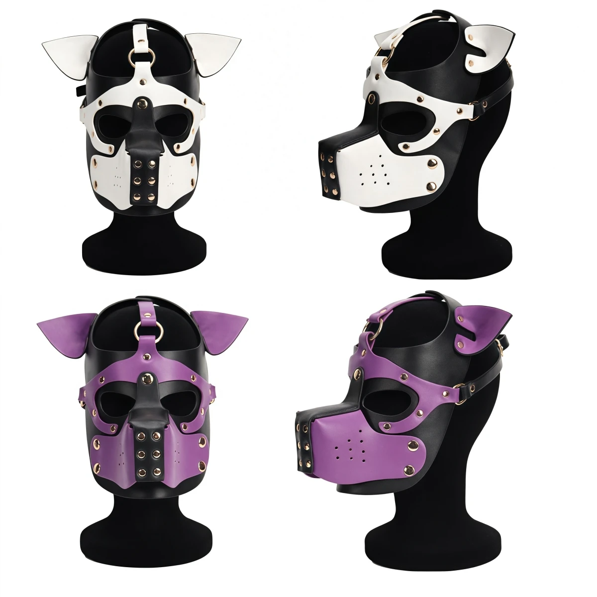 Nouveau PU chien visage complet Sexy chiot jouer masques Cosplay Costumes de fête des hommes femmes capuche Punk masque RolePlay cuir fétiche couvre-chef