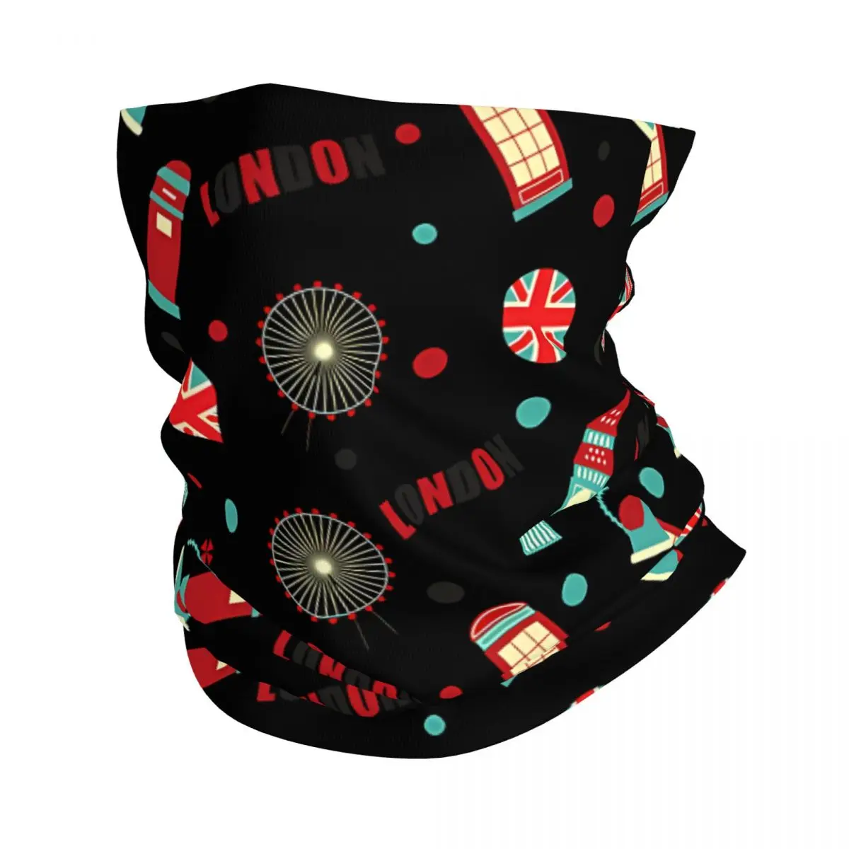 Retro British Red Blue London Scarf Neckerchief Neck Face Mask Polyester