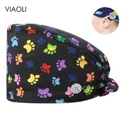 New Scrub Nurse Hat Floral Bouffant Cap Fashion Multicolor Nurse Scrub Caps Adjustable Bandage Turban Surgical Doctor Nurse Hats