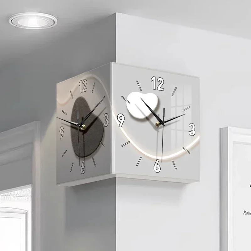 LED Wall Clock Living Room Mural Corner Clocks Double Sided Watches Silent Creative Wall Art Modern Home Decoration Accessories