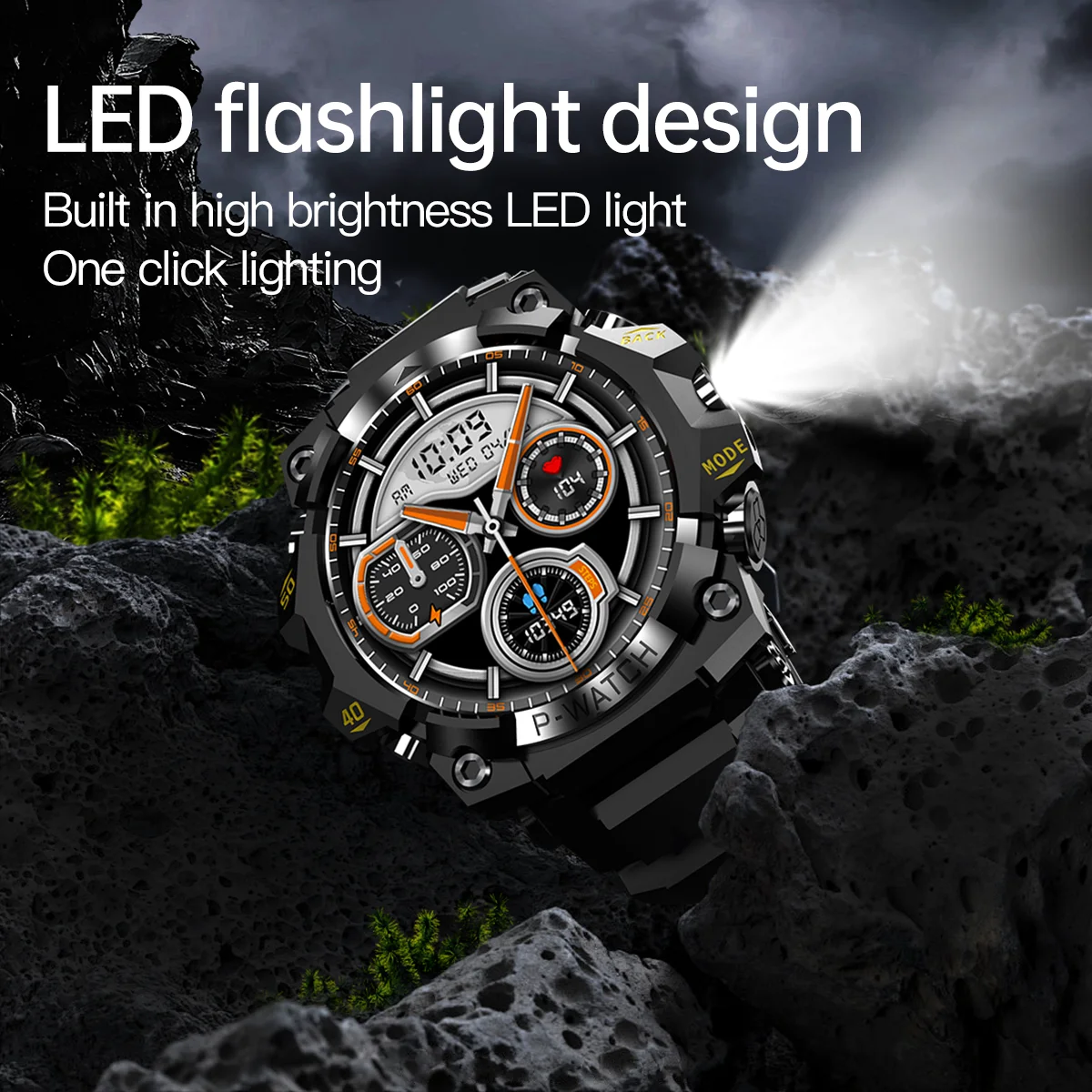 

Smart Watch LED Flashlight Bluetooth Call Watches Heart Rate Health Sleep Monitor Military Outdoor Sports Smartwatch IP68