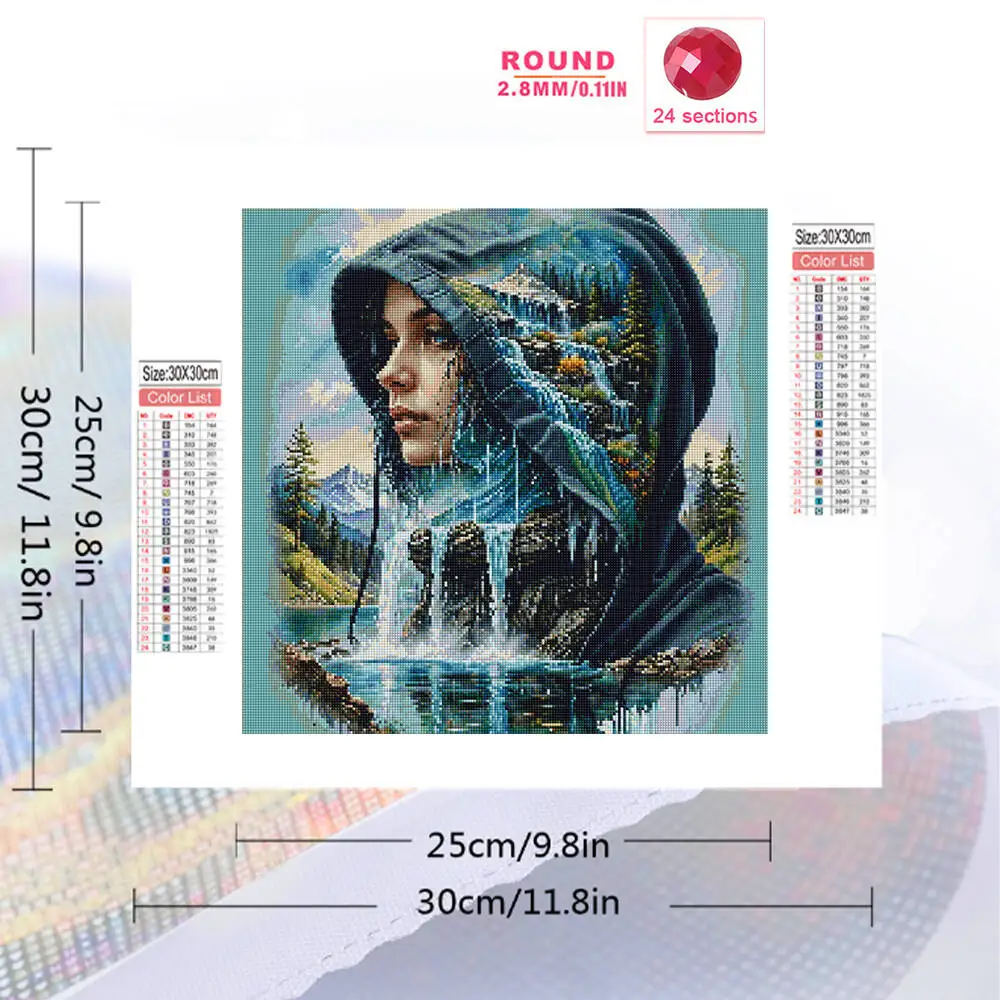 الماس الفسيفساء امرأة صورة وصول جديد DIY الماس اللوحة شلال المشهد مجردة الحرف اليدوية #2