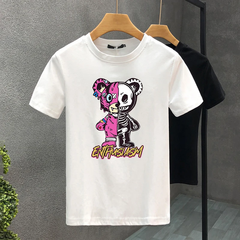 Luxury Brand Robot Bear 100% Cotton High Quality Print Couple Tees Summer Harajuku For Men/Women Short Sleeve T-shirt Asian Size