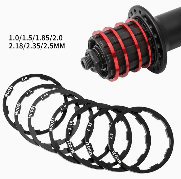 5Pcs Multi-Size Freehub Cassette Spacer Washers Noise Reduction Shim Kit For 7-11 Speed MTB Road Gravel Trail Commute Bike