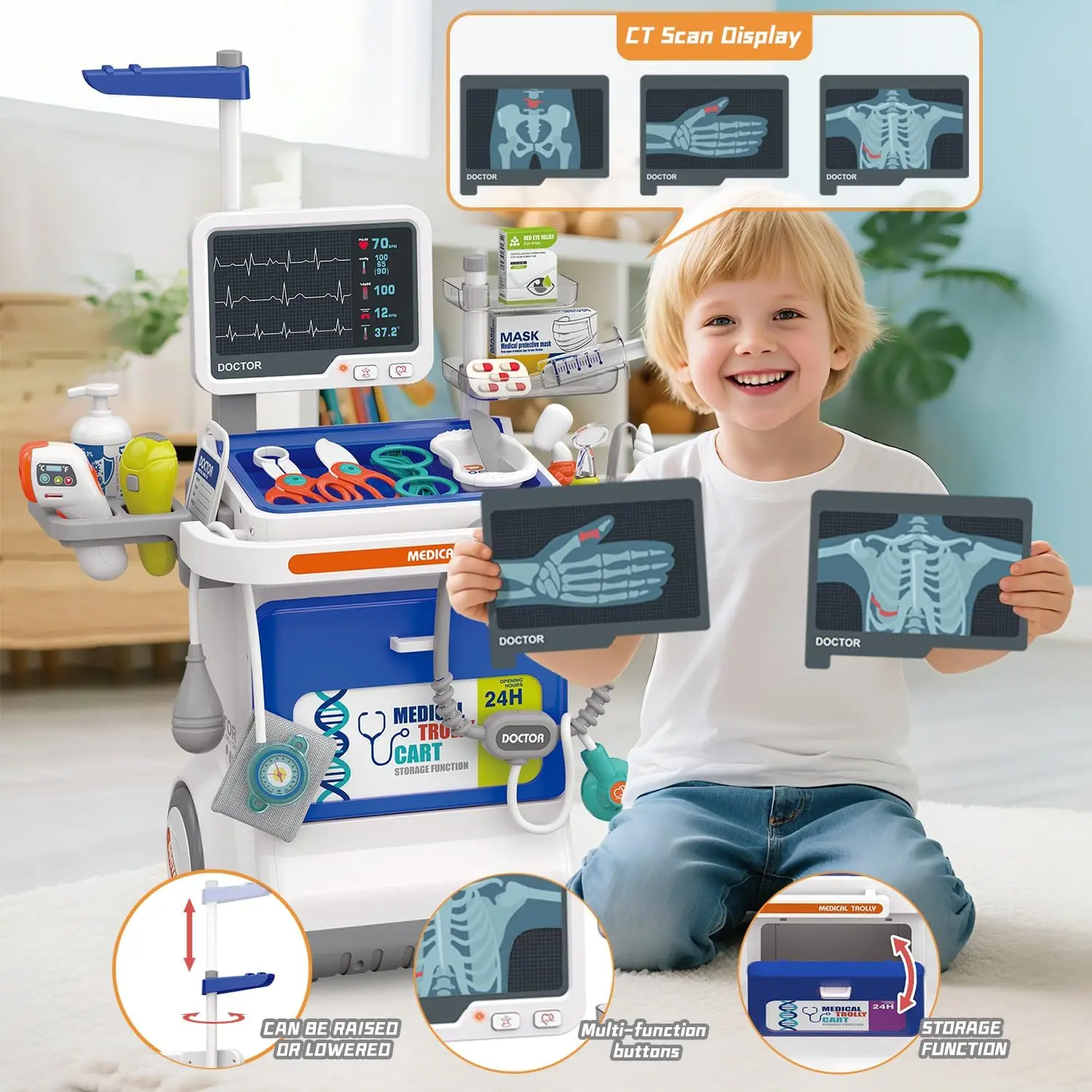 Deluxe Doctor Set voor kinderen - Gesimuleerde speelset voor medische stations met stethoscoop en gereedschap - Perfect rollenspelcadeau